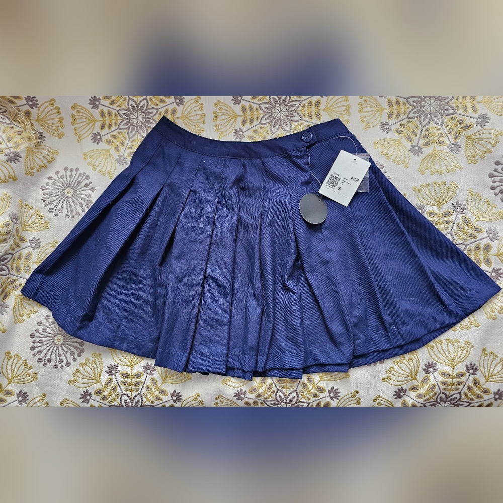 Navy Blue Pleated Mini Skirt NWT Size S
